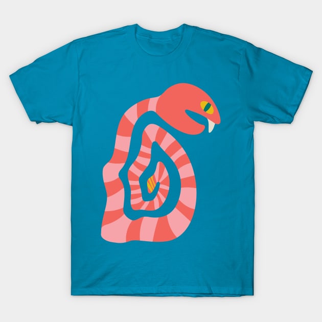 SNAKE EYES Striped Graphic Rattlesnake with Big Fang - UnBlink Studio by Jackie Tahara T-Shirt by UnBlink Studio by Jackie Tahara
